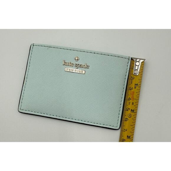 Kate Spade Mint Green Slim Flat Small Credit Card Wallet minimalist holder 4" - Picture 4 of 6